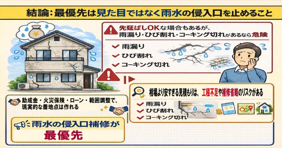 雨水の侵入口を止める