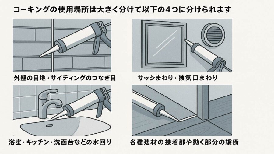 シーリング・コーキングの使用箇所一覧
