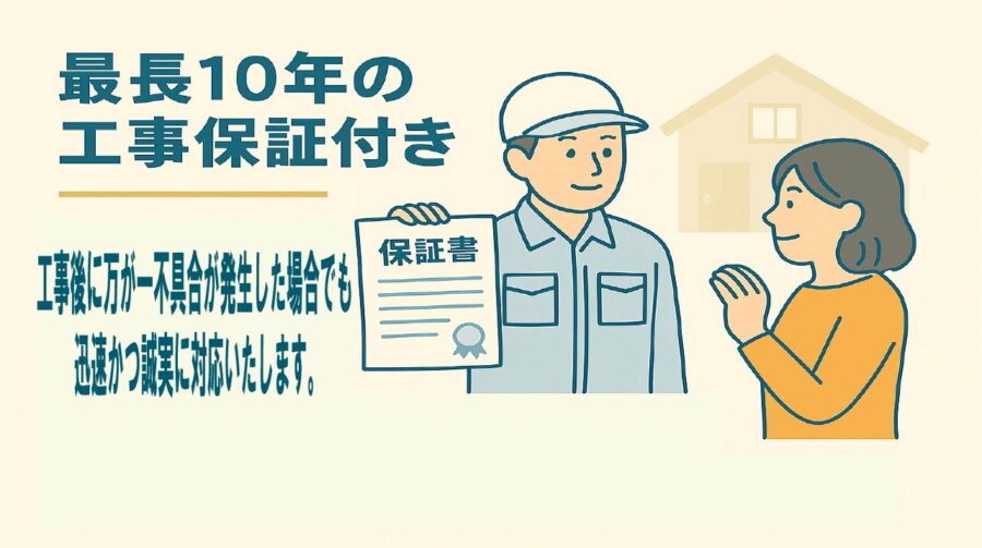 最長10年の工事保証付き