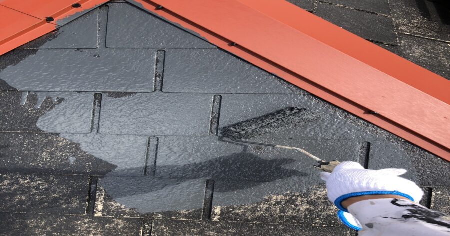 八王子市屋根塗装中塗り