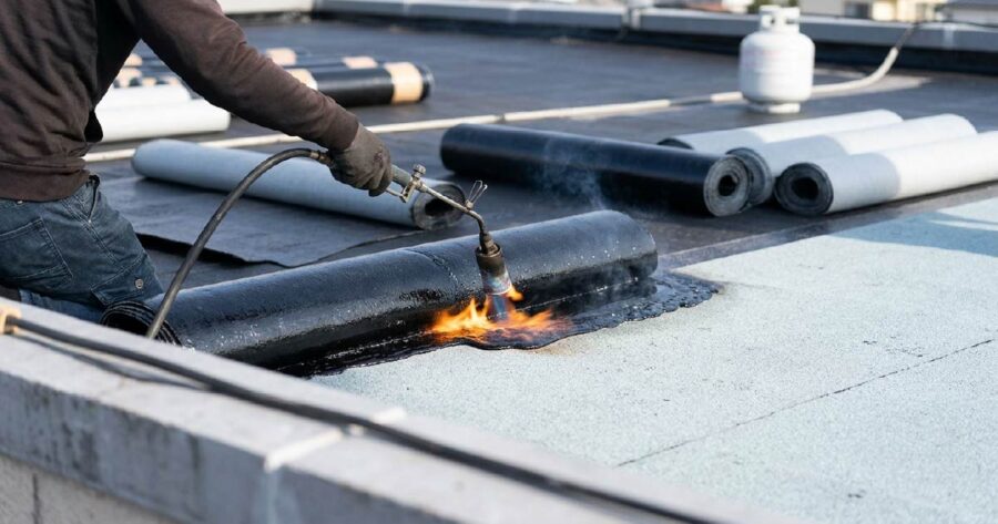 アスファルト防水の施工写真