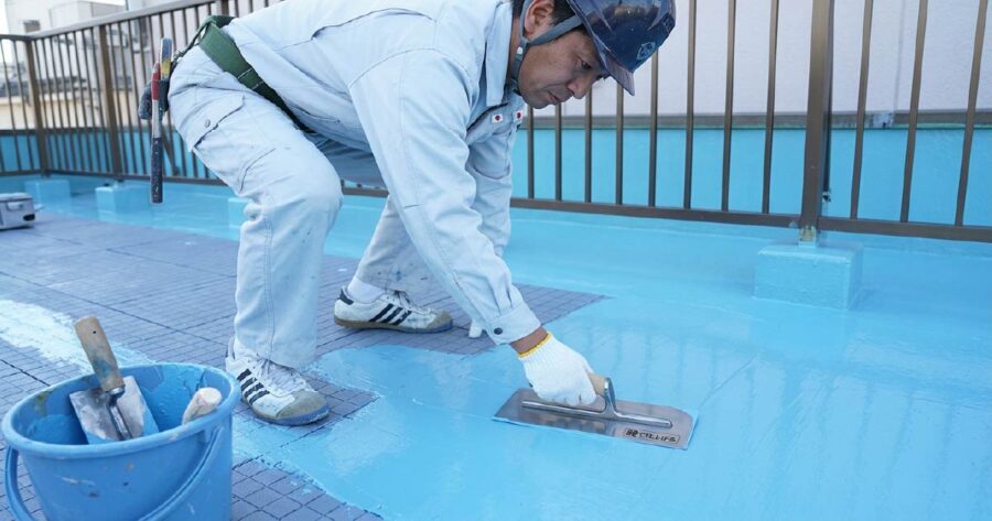 ウレタン塗膜防水の施工写真