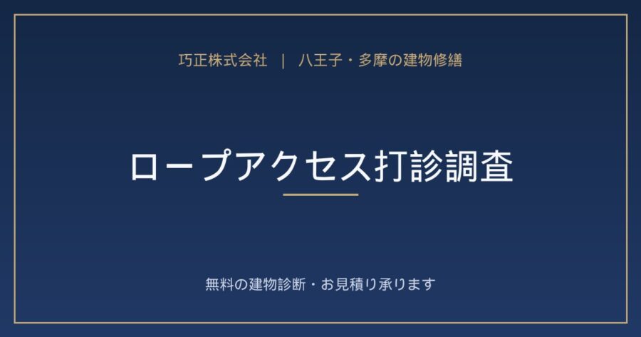 八王子 ロープアクセスによるマンション高所修繕（足場費削減）