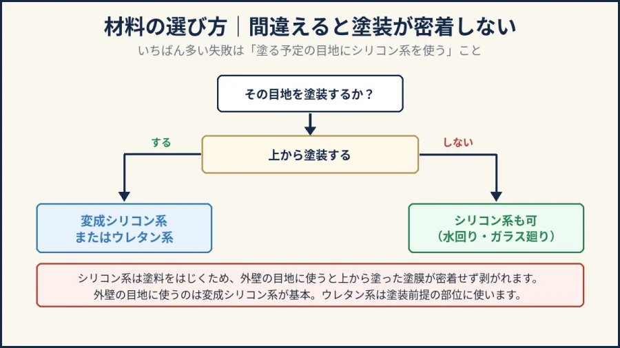 シーリング材の選び方フローチャート｜塗装するなら変成シリコン系